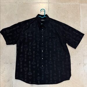 Vintage Versace Black Patterned Casual Shirt